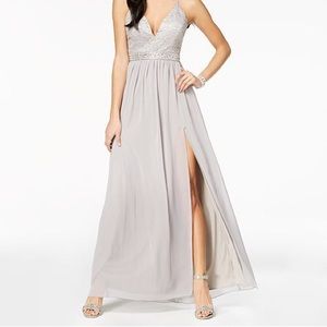 Emerald Sundae Gray Lace Prom Dress